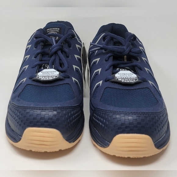 Skechers Malad II Composite Toe Work Shoes Navy/Tan 200127 Men\'s Size 11 New main image 6